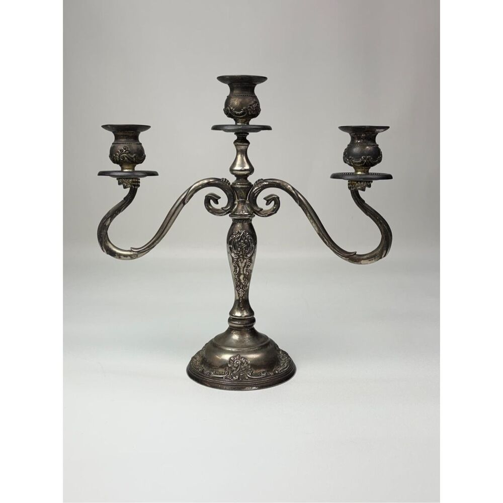 Vintage GSA Godinger Silverplated 3 Light Arm Candelabra 13.5in W x 13.25in H